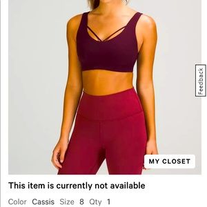 lululemon athletica strappy purple yoga bra in size 8